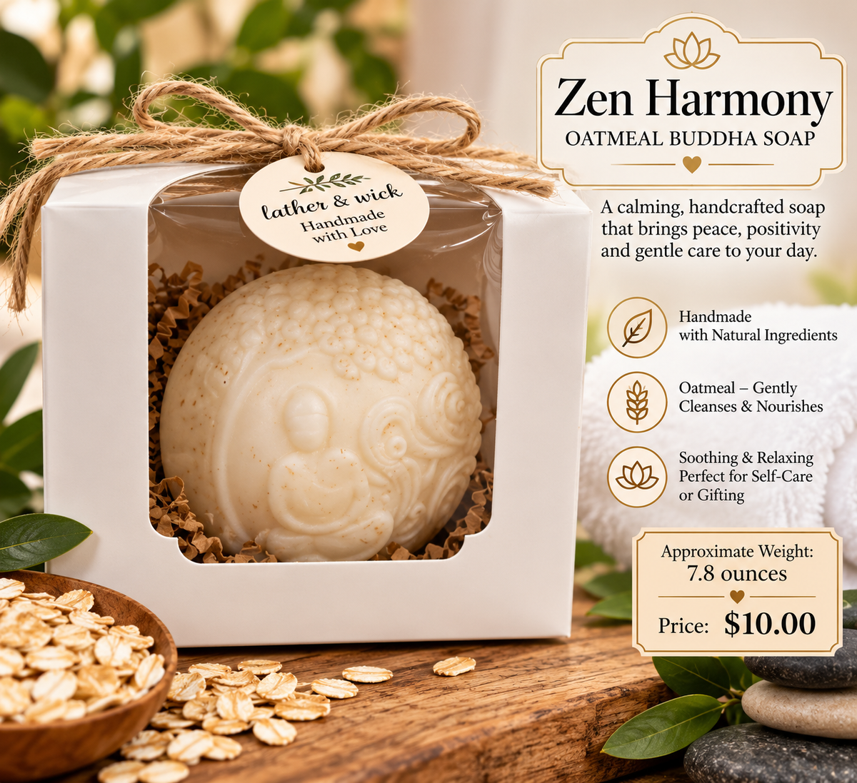 Zen Harmony Oatmeal Buddha Soap